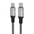 Töltőkábel, USB-C - USB-C, 60W, 1 m, AVAX "CB632 Steely LED", fekete